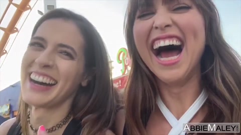Risky Public Restroom Threesome - Abbie Maley and Riley Reid Almost Caught Fu...